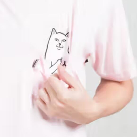 RipnDip NWOT Lord Nermal Baby Pink T-shirt Pocketed Bad Kitty Cap Sleeve Small - Picture 15 of 16
